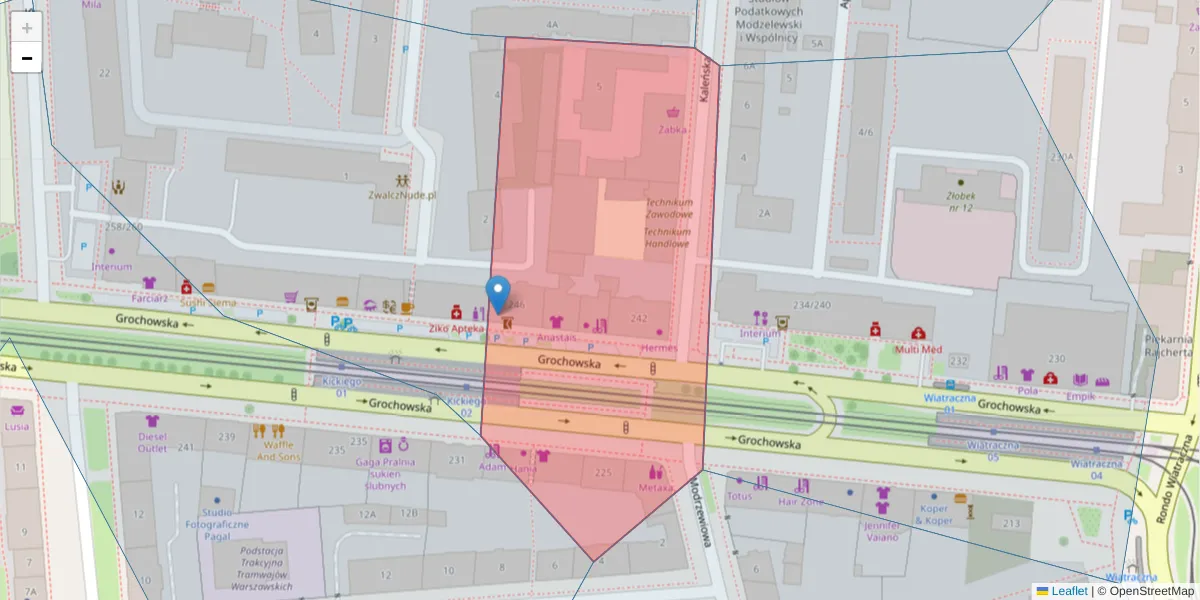 Szczegółowa mapa kodu pocztowego 04-358 z granicami, sąsiednimi kodami pocztowymi i urzędami pocztowymi
