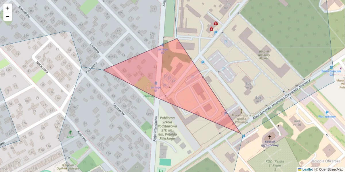 Szczegółowa mapa kodu pocztowego 04-423 z granicami, sąsiednimi kodami pocztowymi i urzędami pocztowymi