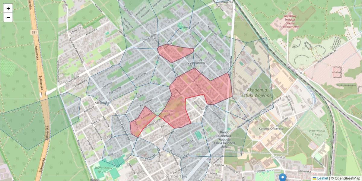 Szczegółowa mapa kodu pocztowego 04-424 z granicami, sąsiednimi kodami pocztowymi i urzędami pocztowymi