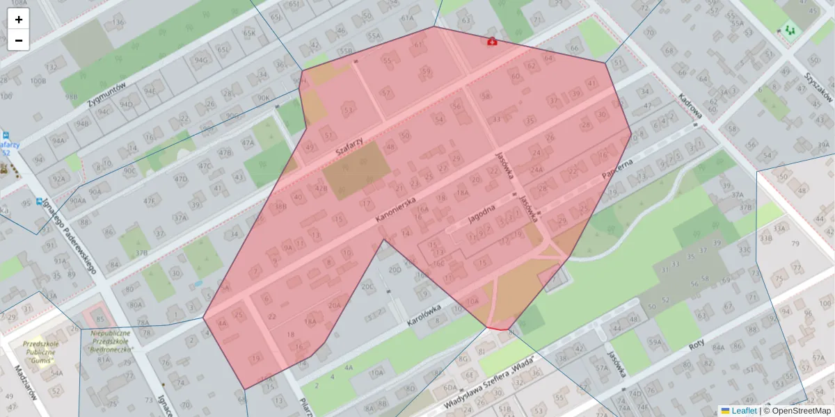 Szczegółowa mapa kodu pocztowego 04-425 z granicami, sąsiednimi kodami pocztowymi i urzędami pocztowymi
