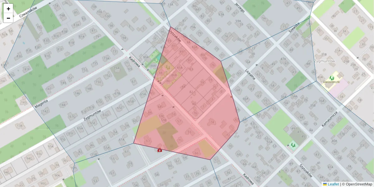 Szczegółowa mapa kodu pocztowego 04-426 z granicami, sąsiednimi kodami pocztowymi i urzędami pocztowymi