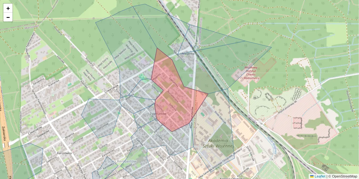 Szczegółowa mapa kodu pocztowego 04-431 z granicami, sąsiednimi kodami pocztowymi i urzędami pocztowymi