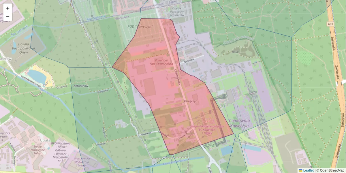 Szczegółowa mapa kodu pocztowego 04-458 z granicami, sąsiednimi kodami pocztowymi i urzędami pocztowymi