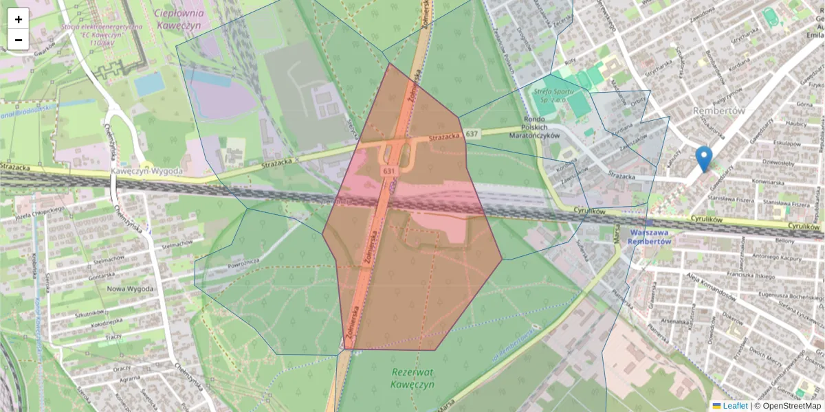 Szczegółowa mapa kodu pocztowego 04-468 z granicami, sąsiednimi kodami pocztowymi i urzędami pocztowymi