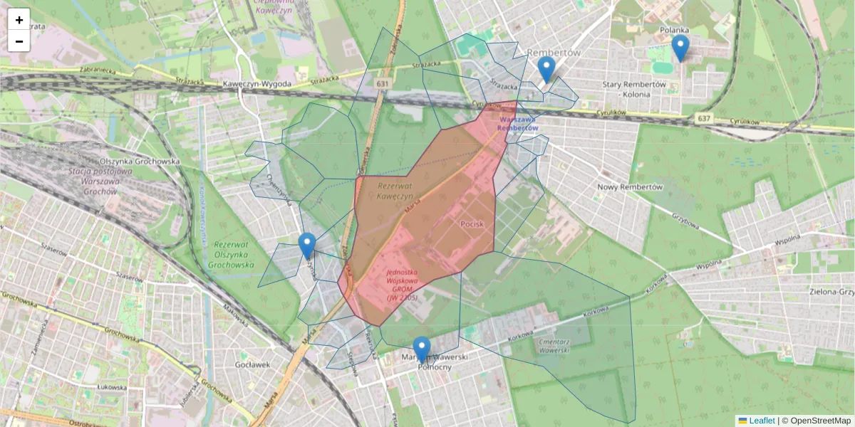 Szczegółowa mapa kodu pocztowego 04-470 z granicami, sąsiednimi kodami pocztowymi i urzędami pocztowymi