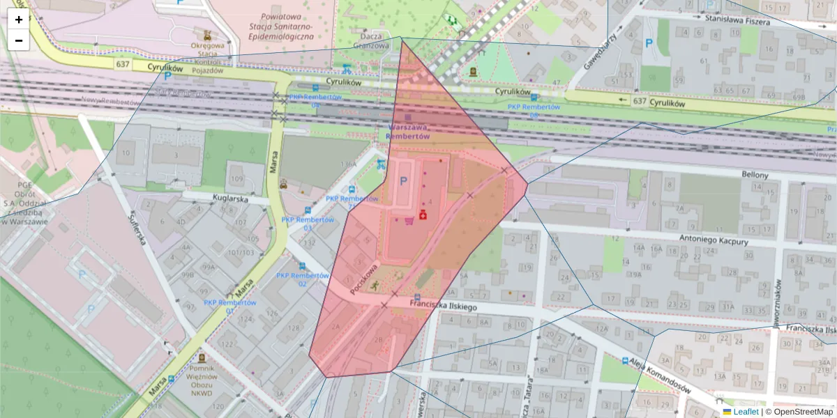 Szczegółowa mapa kodu pocztowego 04-471 z granicami, sąsiednimi kodami pocztowymi i urzędami pocztowymi