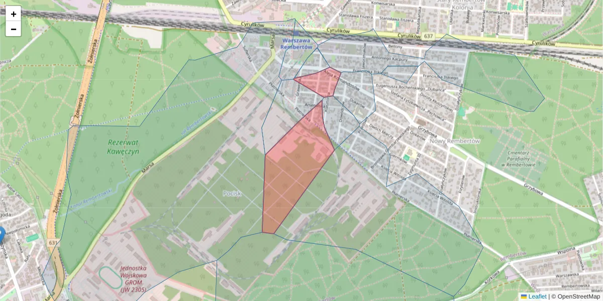 Szczegółowa mapa kodu pocztowego 04-474 z granicami, sąsiednimi kodami pocztowymi i urzędami pocztowymi