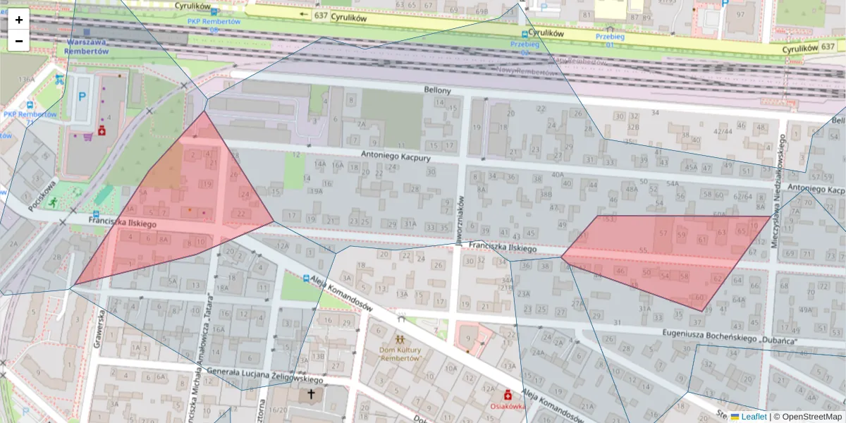 Szczegółowa mapa kodu pocztowego 04-479 z granicami, sąsiednimi kodami pocztowymi i urzędami pocztowymi