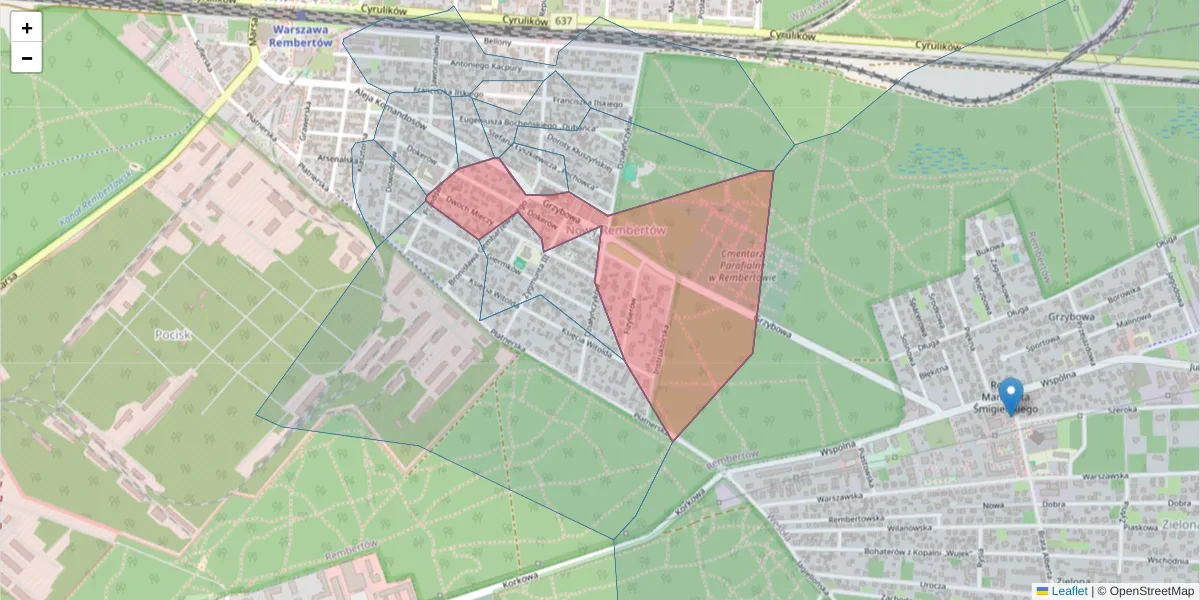 Szczegółowa mapa kodu pocztowego 04-487 z granicami, sąsiednimi kodami pocztowymi i urzędami pocztowymi