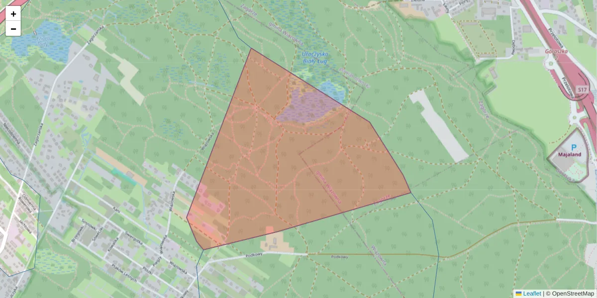 Szczegółowa mapa kodu pocztowego 04-495 z granicami, sąsiednimi kodami pocztowymi i urzędami pocztowymi