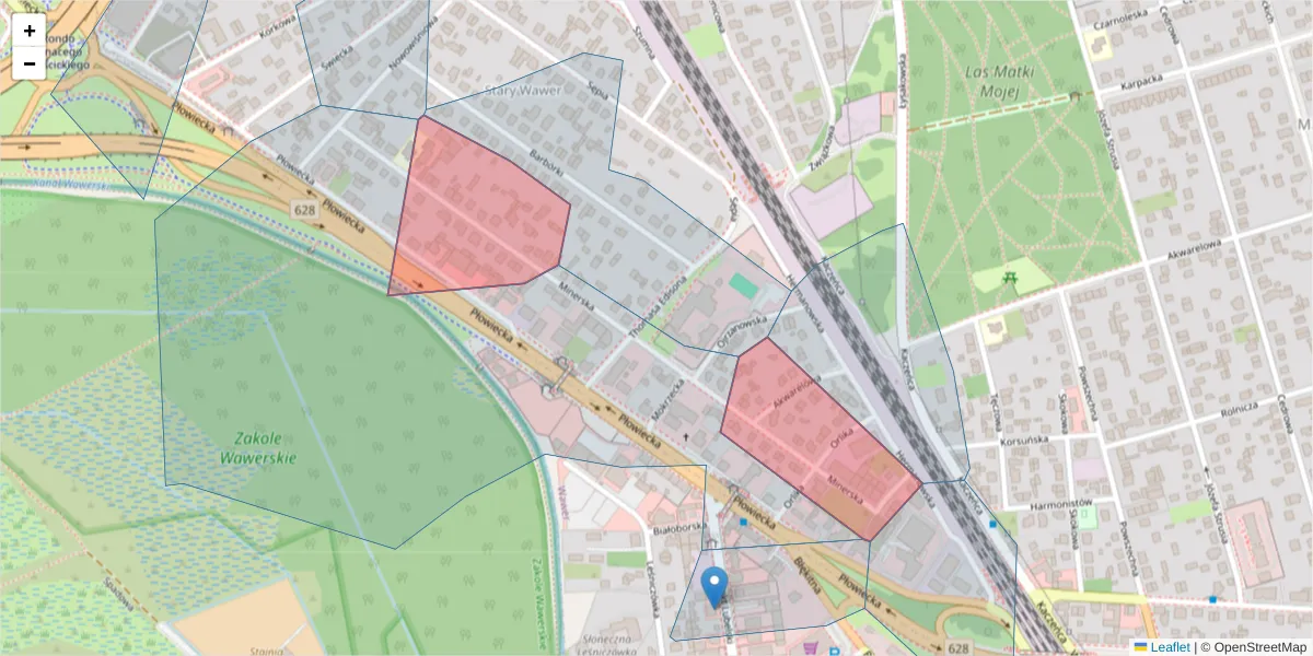 Szczegółowa mapa kodu pocztowego 04-506 z granicami, sąsiednimi kodami pocztowymi i urzędami pocztowymi