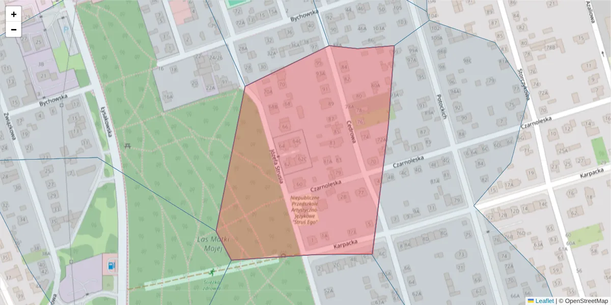 Szczegółowa mapa kodu pocztowego 04-533 z granicami, sąsiednimi kodami pocztowymi i urzędami pocztowymi