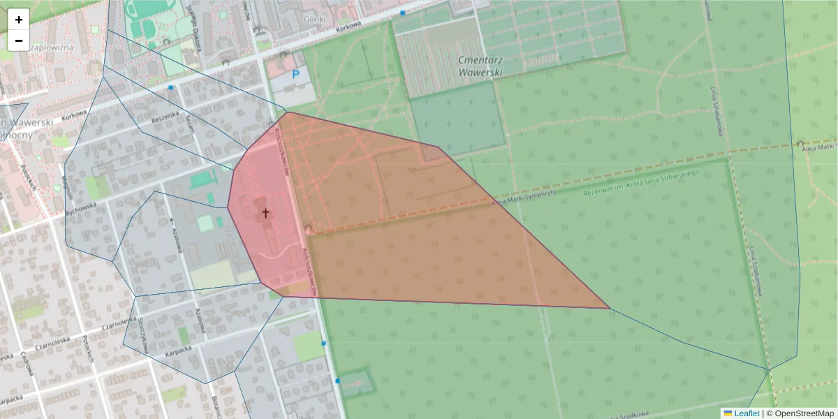 Szczegółowa mapa kodu pocztowego 04-545 z granicami, sąsiednimi kodami pocztowymi i urzędami pocztowymi