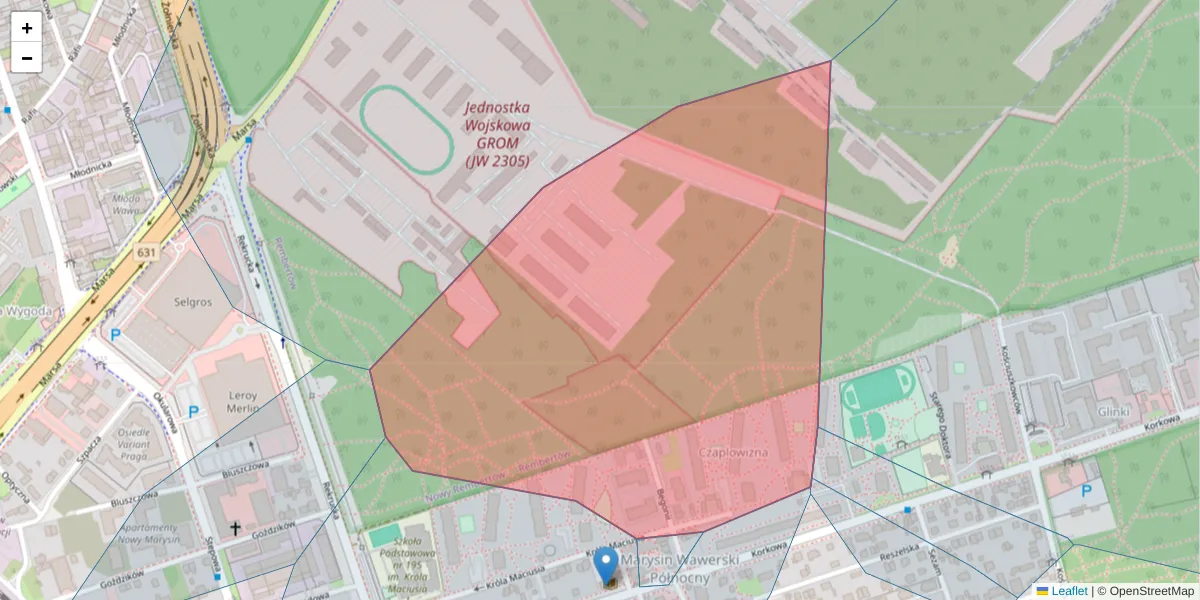 Szczegółowa mapa kodu pocztowego 04-550 z granicami, sąsiednimi kodami pocztowymi i urzędami pocztowymi