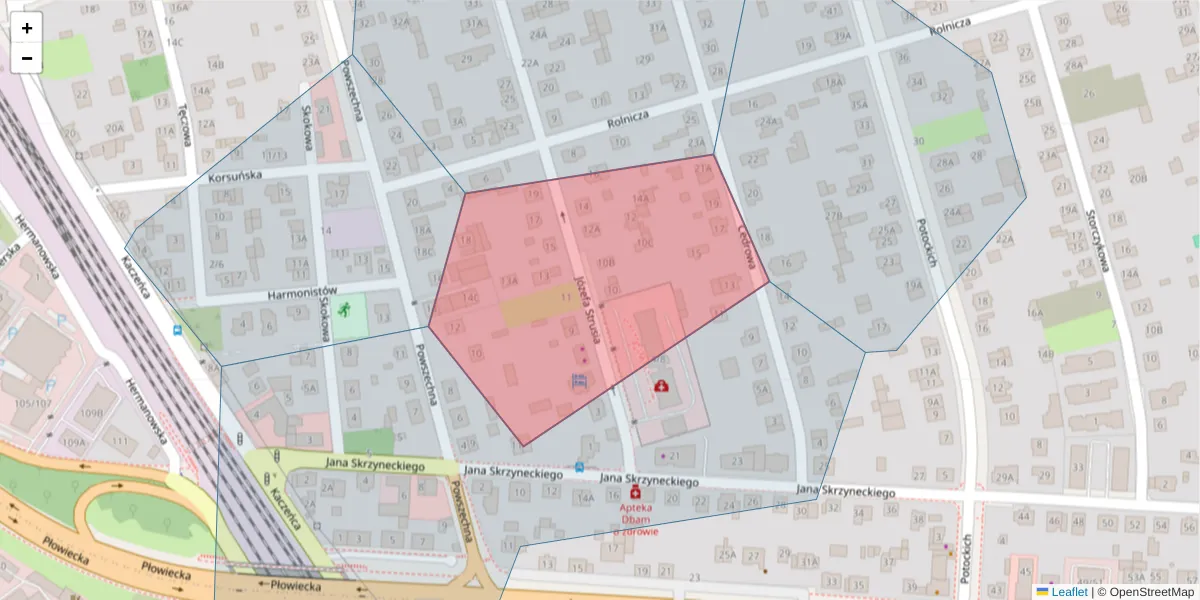 Szczegółowa mapa kodu pocztowego 04-564 z granicami, sąsiednimi kodami pocztowymi i urzędami pocztowymi