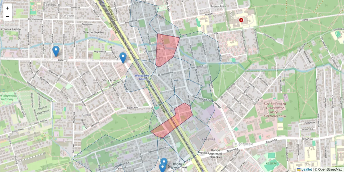 Szczegółowa mapa kodu pocztowego 04-633 z granicami, sąsiednimi kodami pocztowymi i urzędami pocztowymi
