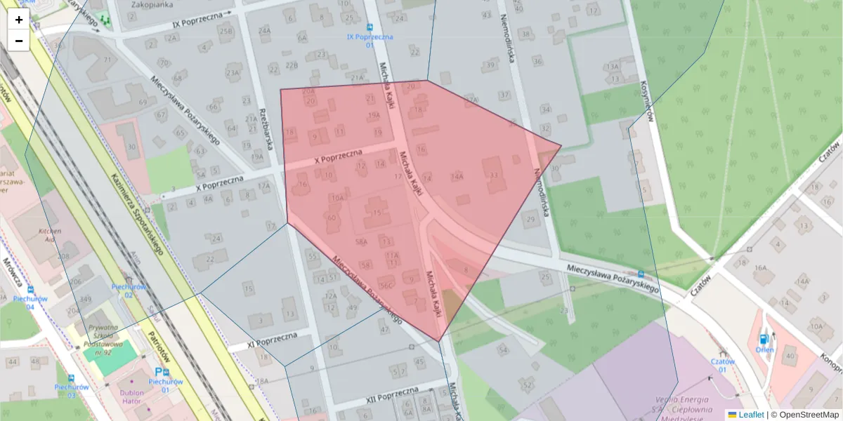 Szczegółowa mapa kodu pocztowego 04-634 z granicami, sąsiednimi kodami pocztowymi i urzędami pocztowymi