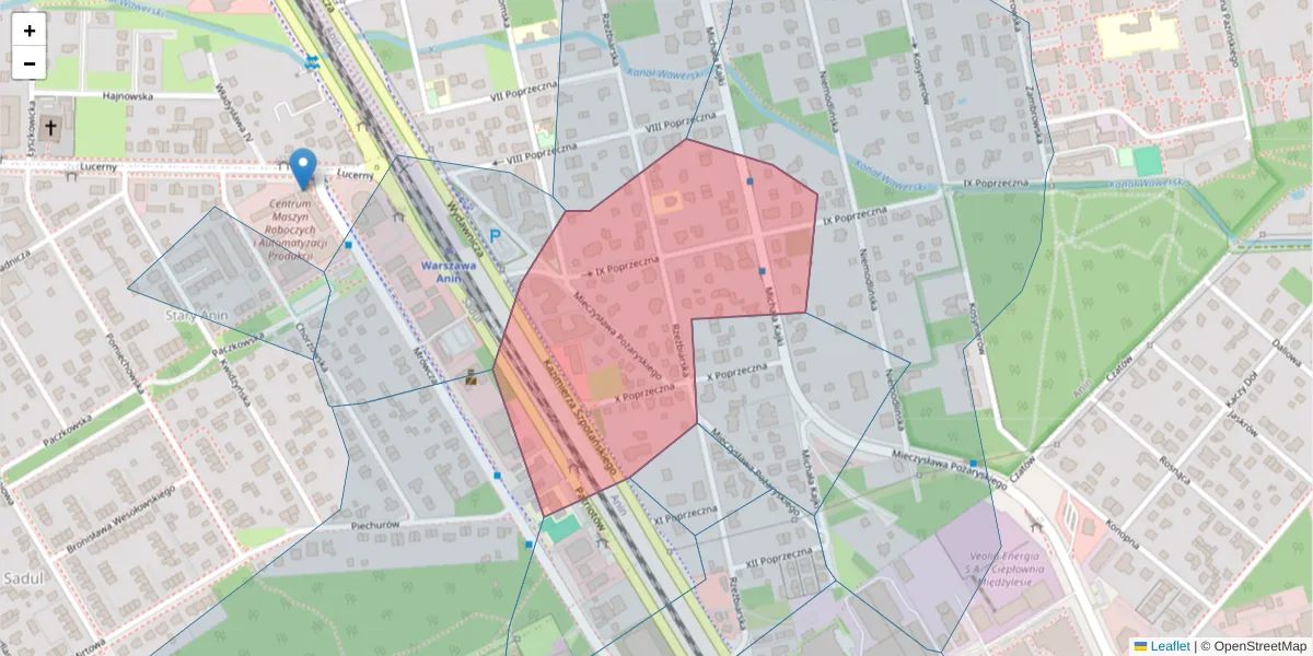 Szczegółowa mapa kodu pocztowego 04-637 z granicami, sąsiednimi kodami pocztowymi i urzędami pocztowymi