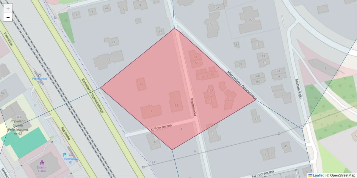 Szczegółowa mapa kodu pocztowego 04-638 z granicami, sąsiednimi kodami pocztowymi i urzędami pocztowymi