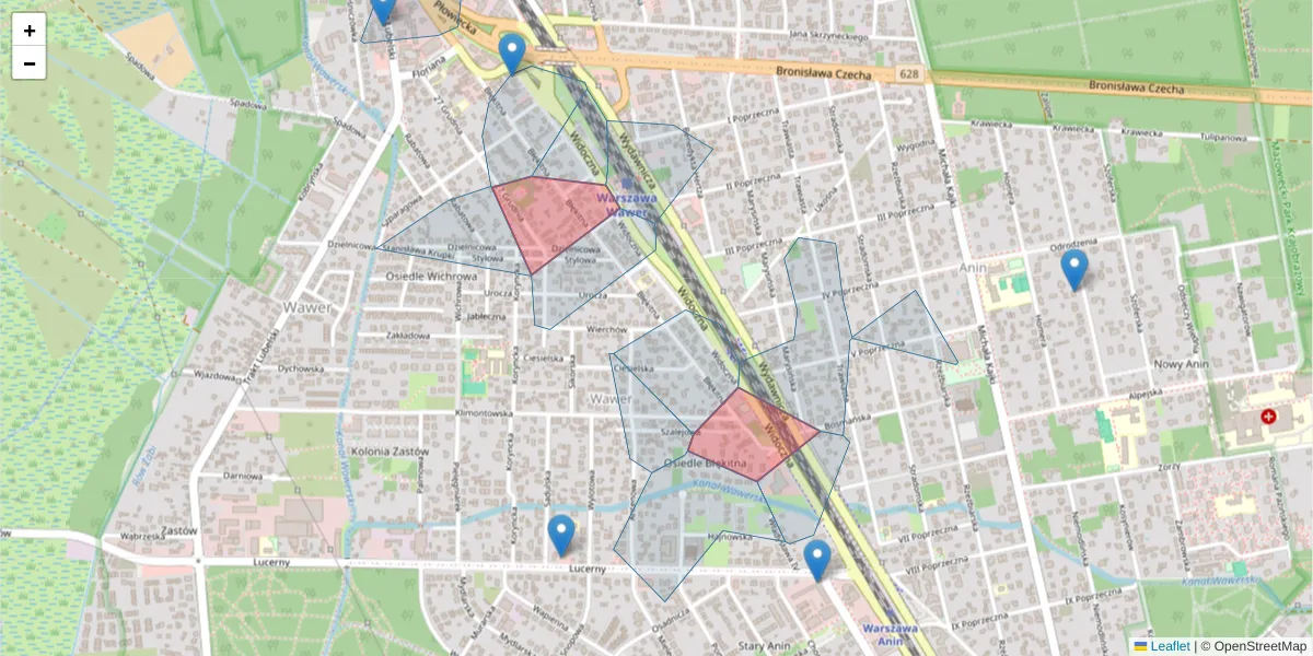 Szczegółowa mapa kodu pocztowego 04-649 z granicami, sąsiednimi kodami pocztowymi i urzędami pocztowymi