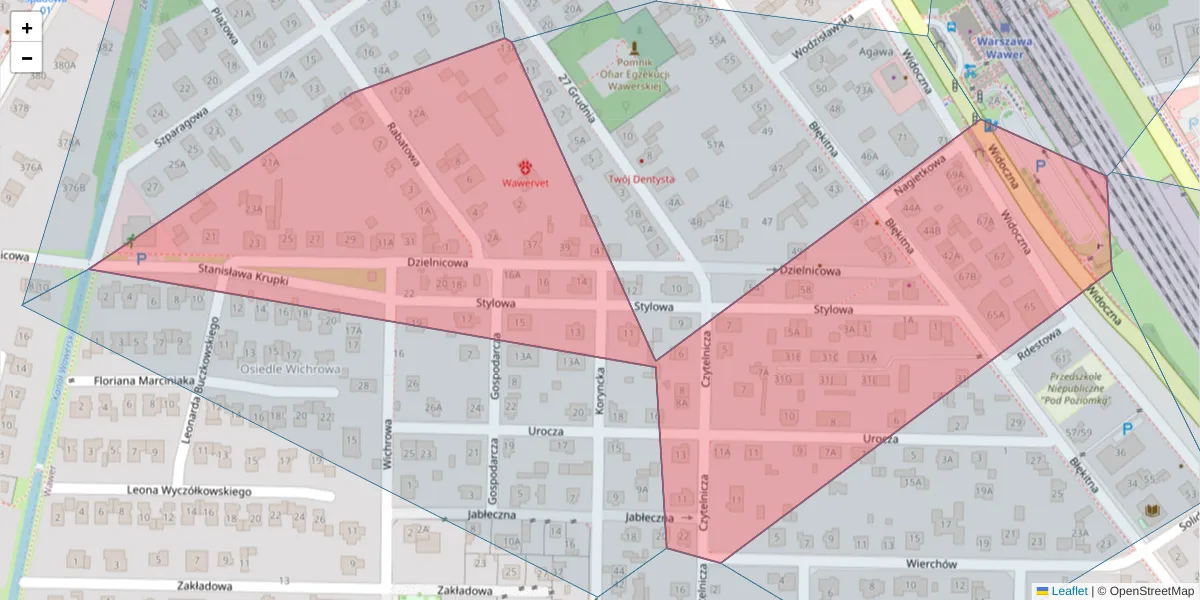 Szczegółowa mapa kodu pocztowego 04-650 z granicami, sąsiednimi kodami pocztowymi i urzędami pocztowymi