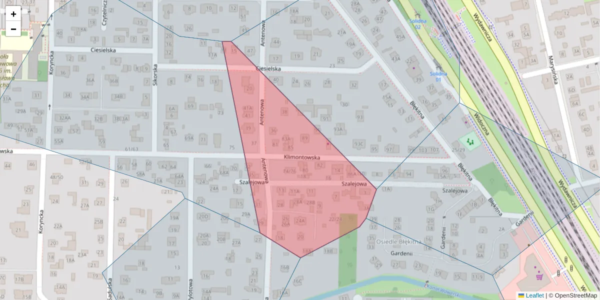 Szczegółowa mapa kodu pocztowego 04-656 z granicami, sąsiednimi kodami pocztowymi i urzędami pocztowymi