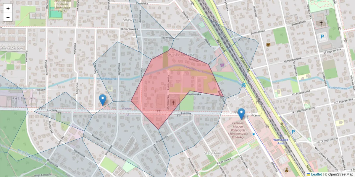 Szczegółowa mapa kodu pocztowego 04-658 z granicami, sąsiednimi kodami pocztowymi i urzędami pocztowymi