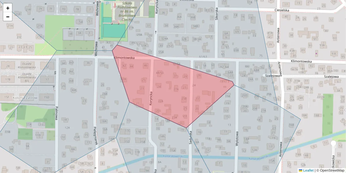 Szczegółowa mapa kodu pocztowego 04-660 z granicami, sąsiednimi kodami pocztowymi i urzędami pocztowymi