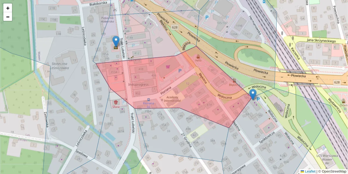 Szczegółowa mapa kodu pocztowego 04-664 z granicami, sąsiednimi kodami pocztowymi i urzędami pocztowymi