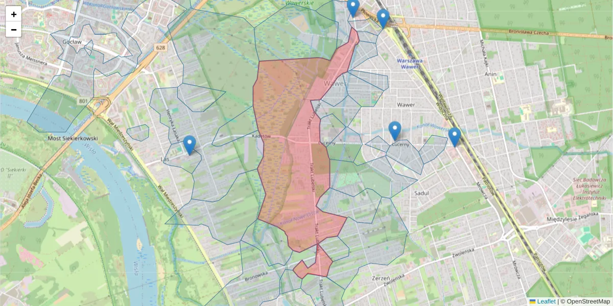 Szczegółowa mapa kodu pocztowego 04-667 z granicami, sąsiednimi kodami pocztowymi i urzędami pocztowymi