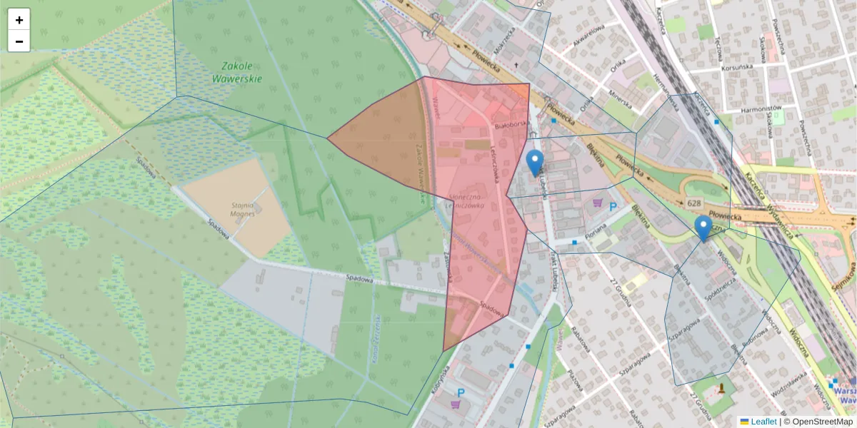 Szczegółowa mapa kodu pocztowego 04-668 z granicami, sąsiednimi kodami pocztowymi i urzędami pocztowymi