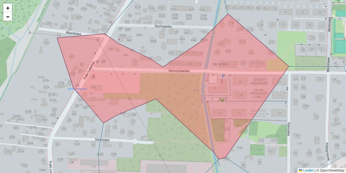 Szczegółowa mapa kodu pocztowego 04-672 z granicami, sąsiednimi kodami pocztowymi i urzędami pocztowymi