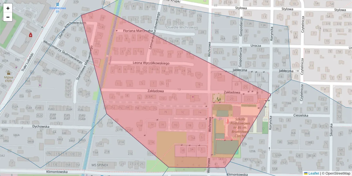 Szczegółowa mapa kodu pocztowego 04-683 z granicami, sąsiednimi kodami pocztowymi i urzędami pocztowymi