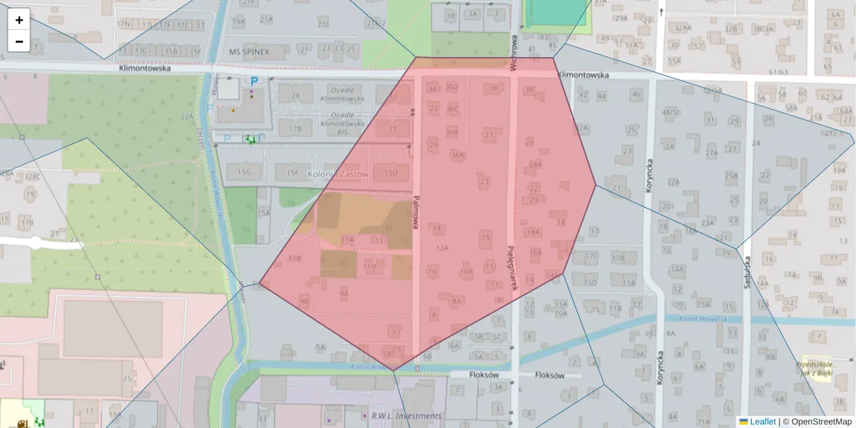 Szczegółowa mapa kodu pocztowego 04-684 z granicami, sąsiednimi kodami pocztowymi i urzędami pocztowymi
