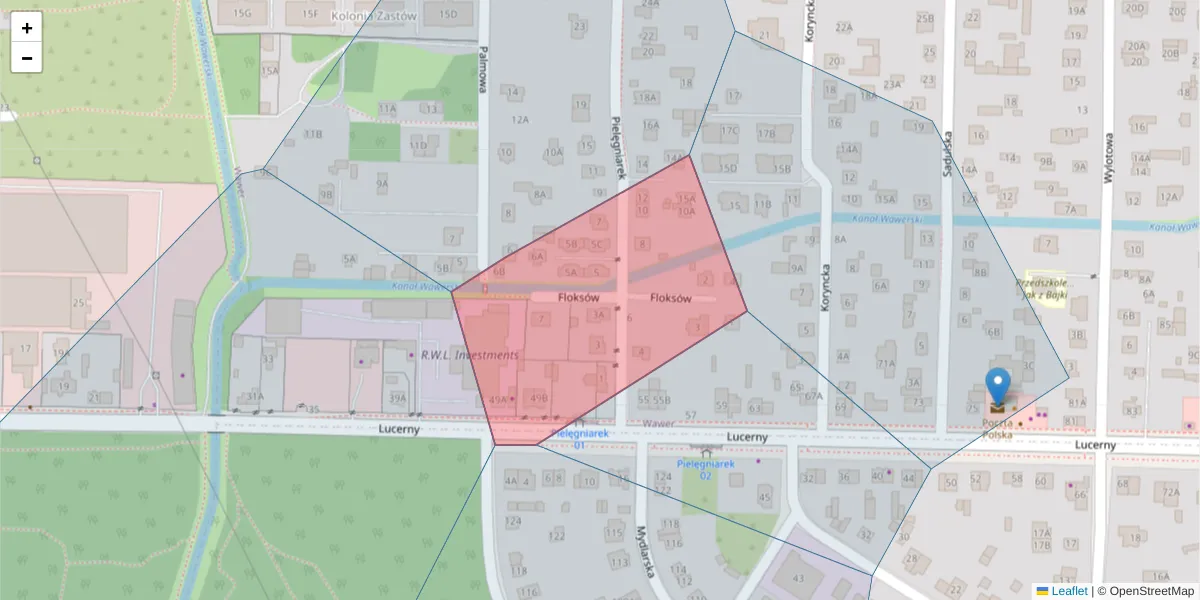 Szczegółowa mapa kodu pocztowego 04-685 z granicami, sąsiednimi kodami pocztowymi i urzędami pocztowymi