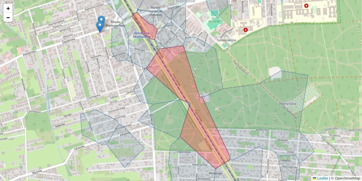 Szczegółowa mapa kodu pocztowego 04-701 z granicami, sąsiednimi kodami pocztowymi i urzędami pocztowymi