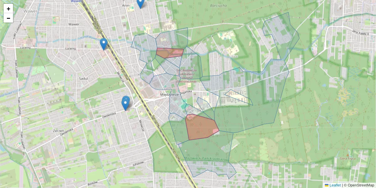 Szczegółowa mapa kodu pocztowego 04-705 z granicami, sąsiednimi kodami pocztowymi i urzędami pocztowymi