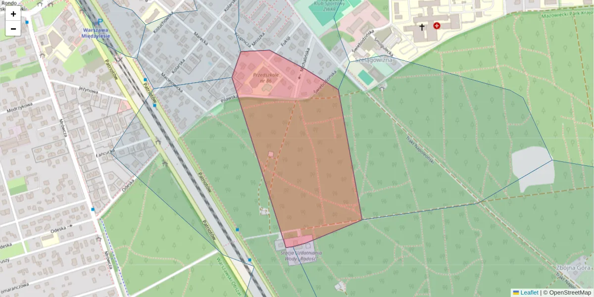 Szczegółowa mapa kodu pocztowego 04-721 z granicami, sąsiednimi kodami pocztowymi i urzędami pocztowymi