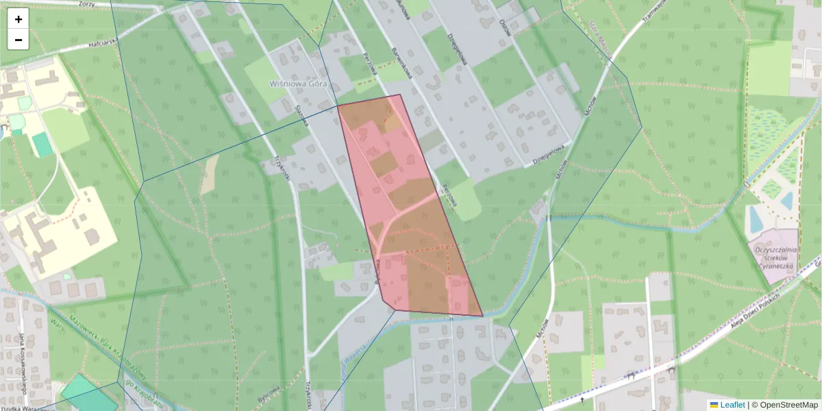 Szczegółowa mapa kodu pocztowego 04-734 z granicami, sąsiednimi kodami pocztowymi i urzędami pocztowymi