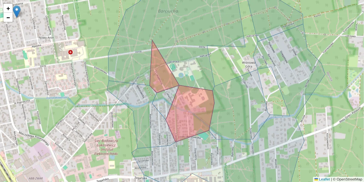 Szczegółowa mapa kodu pocztowego 04-743 z granicami, sąsiednimi kodami pocztowymi i urzędami pocztowymi