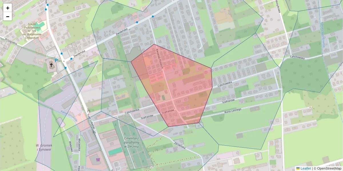 Szczegółowa mapa kodu pocztowego 04-770 z granicami, sąsiednimi kodami pocztowymi i urzędami pocztowymi