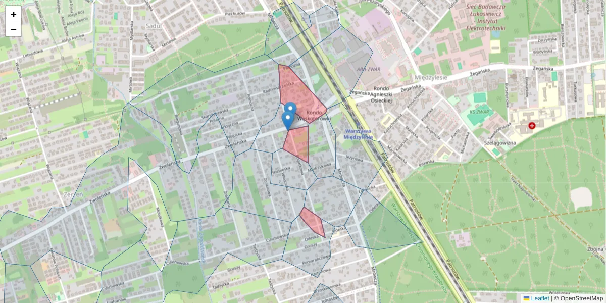 Szczegółowa mapa kodu pocztowego 04-773 z granicami, sąsiednimi kodami pocztowymi i urzędami pocztowymi