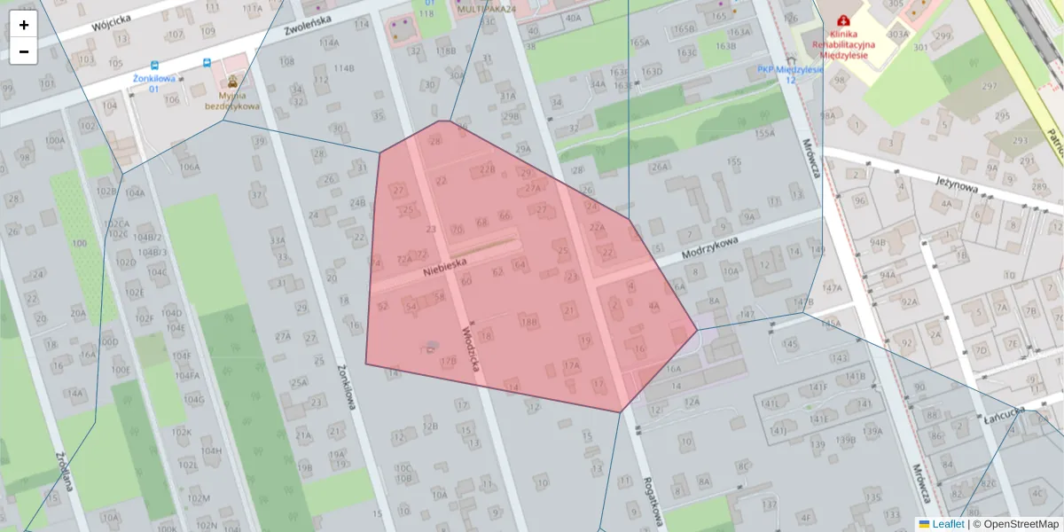 Szczegółowa mapa kodu pocztowego 04-774 z granicami, sąsiednimi kodami pocztowymi i urzędami pocztowymi