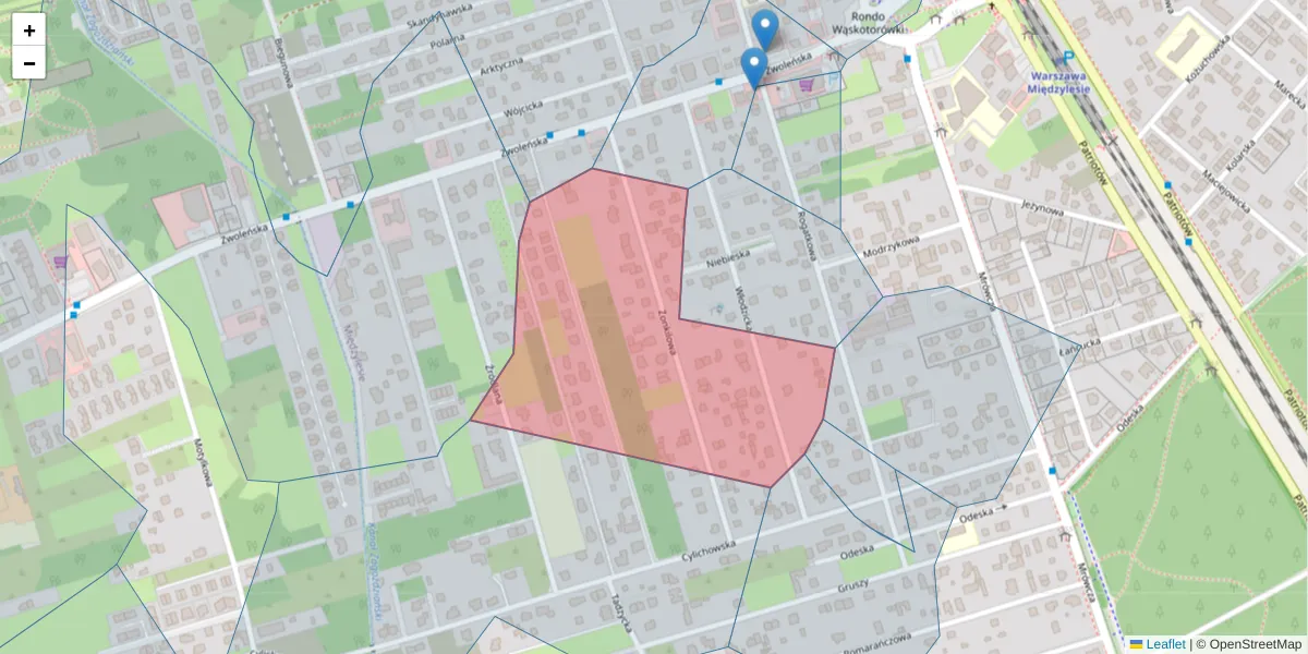 Szczegółowa mapa kodu pocztowego 04-775 z granicami, sąsiednimi kodami pocztowymi i urzędami pocztowymi