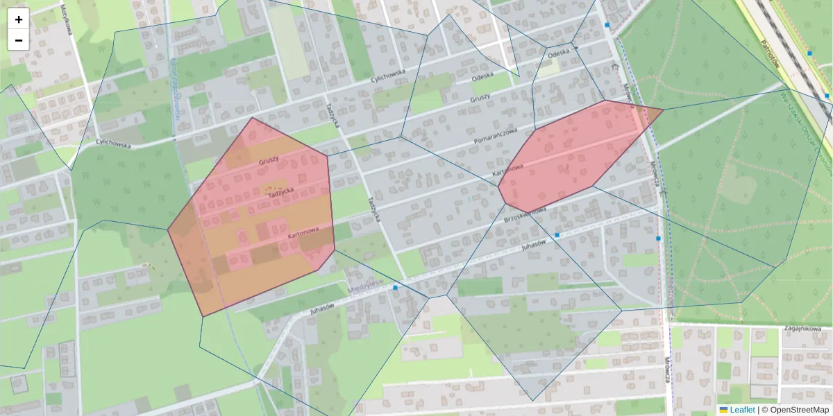 Szczegółowa mapa kodu pocztowego 04-781 z granicami, sąsiednimi kodami pocztowymi i urzędami pocztowymi