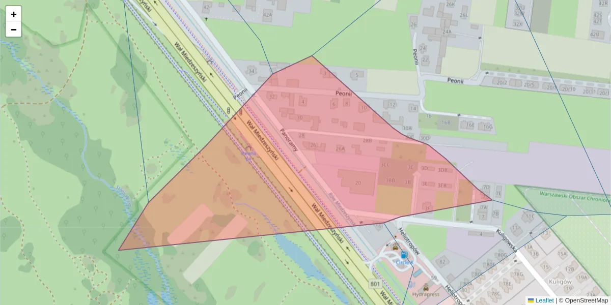 Szczegółowa mapa kodu pocztowego 04-795 z granicami, sąsiednimi kodami pocztowymi i urzędami pocztowymi