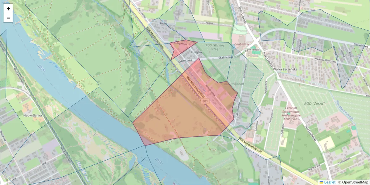 Szczegółowa mapa kodu pocztowego 04-796 z granicami, sąsiednimi kodami pocztowymi i urzędami pocztowymi