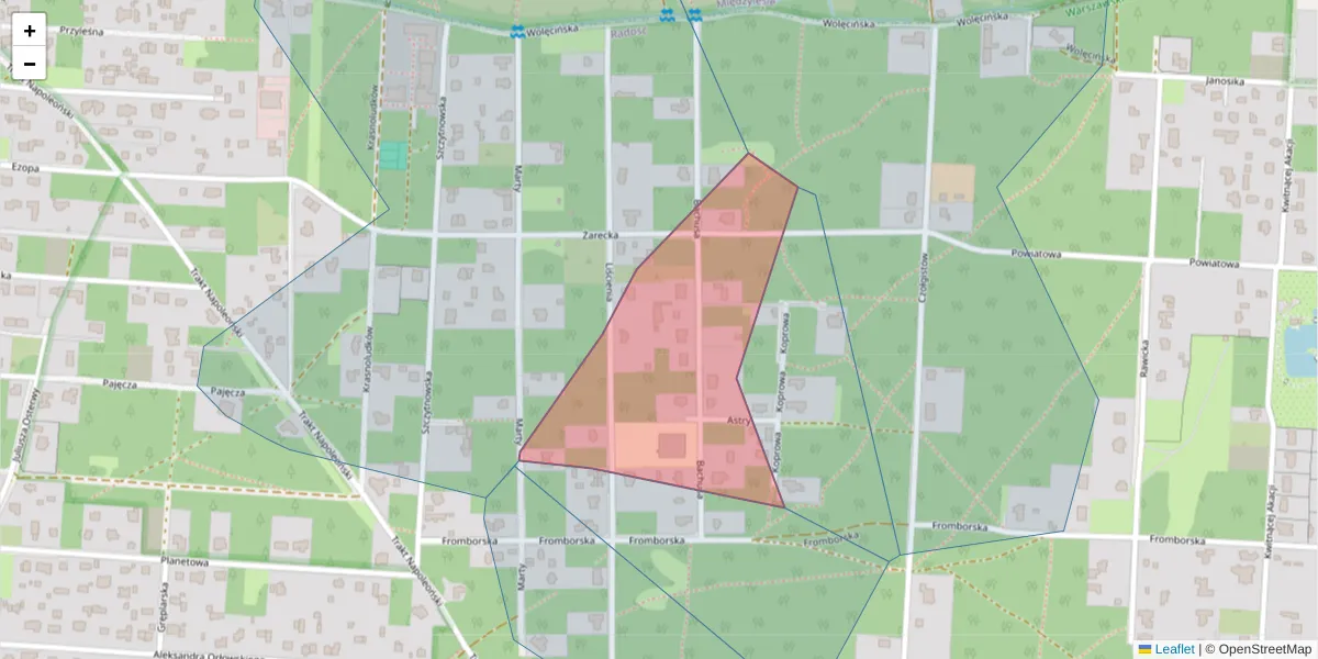 Szczegółowa mapa kodu pocztowego 04-814 z granicami, sąsiednimi kodami pocztowymi i urzędami pocztowymi