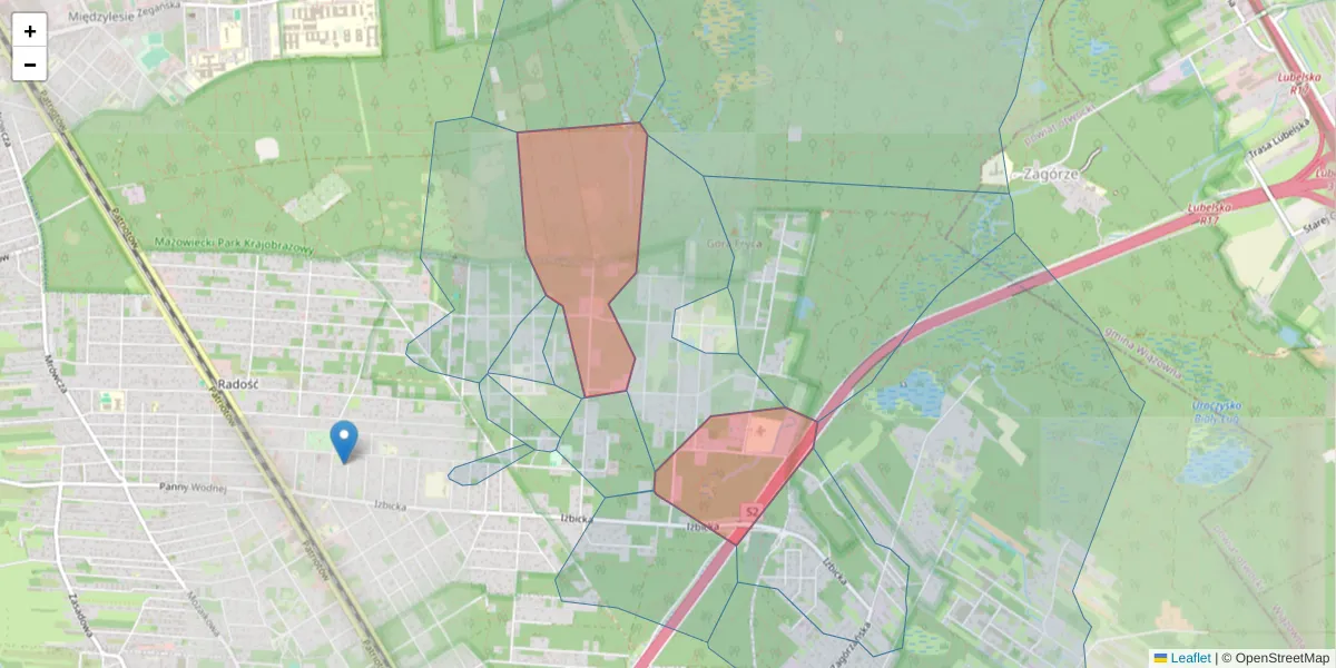 Szczegółowa mapa kodu pocztowego 04-815 z granicami, sąsiednimi kodami pocztowymi i urzędami pocztowymi