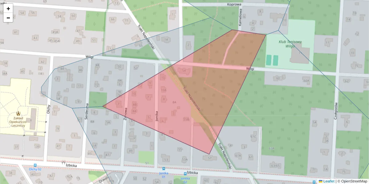 Szczegółowa mapa kodu pocztowego 04-823 z granicami, sąsiednimi kodami pocztowymi i urzędami pocztowymi